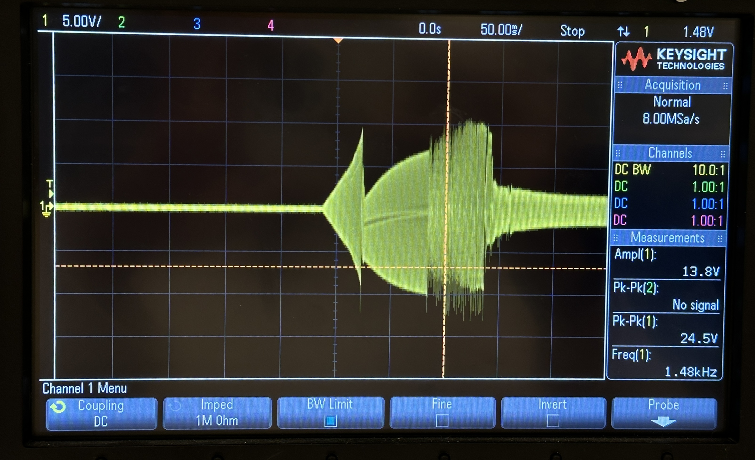 Output waveform as the lamp is being struck