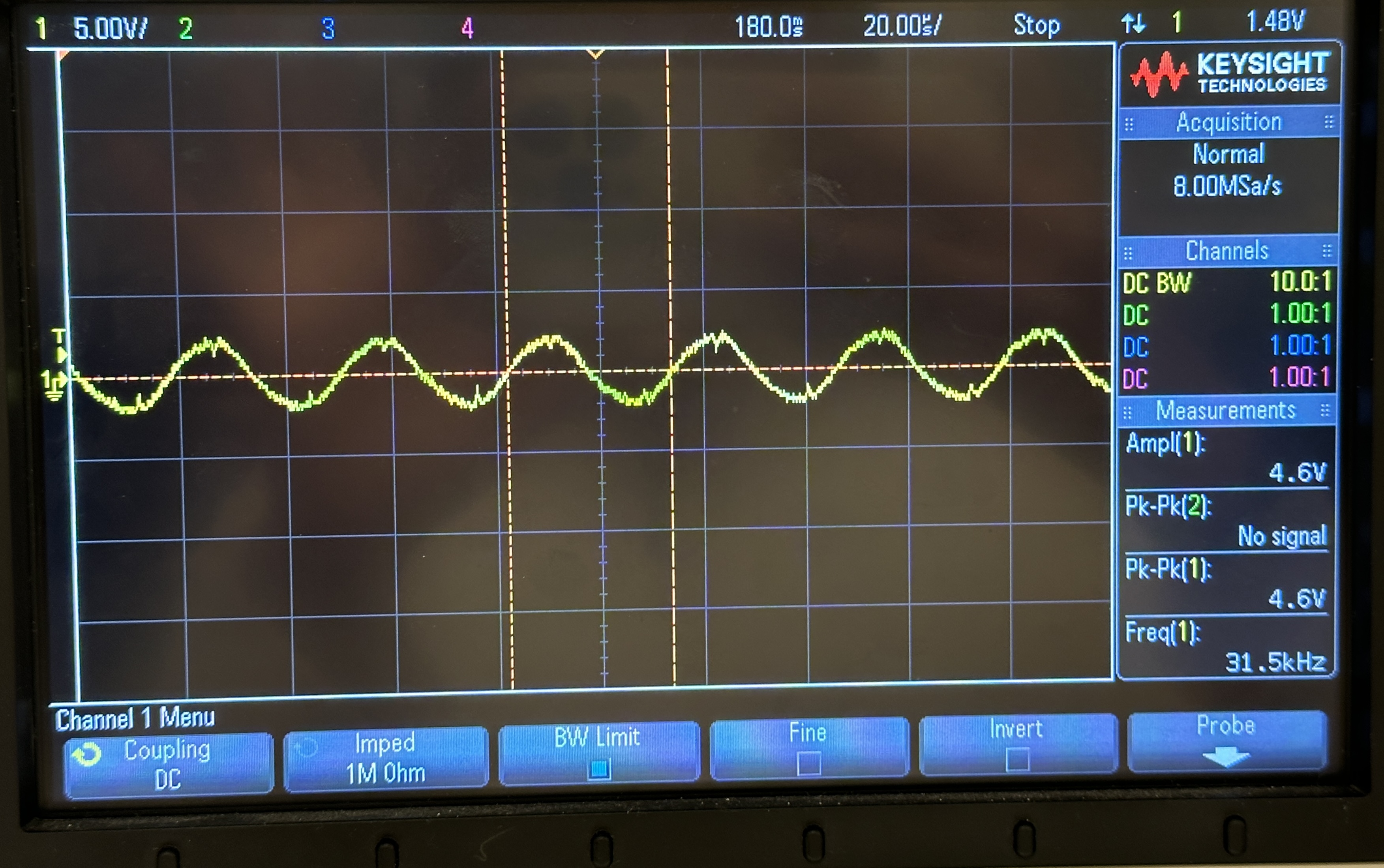 Output waveform after the lamp has been struck